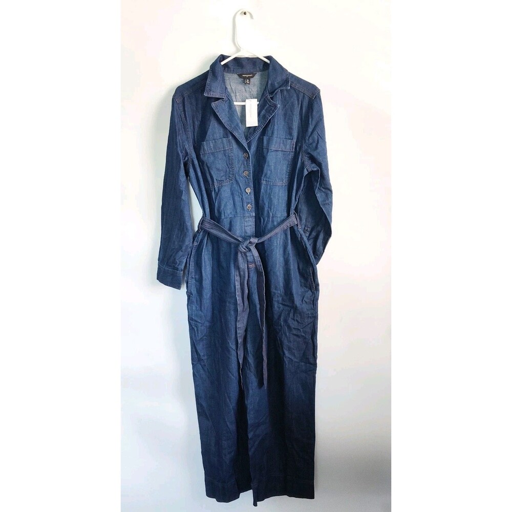 New Banana Republic Denim‎ Tailored Jumpsuit Medium Dark Blue Long Sleeve NWT - Picture 6 of 15